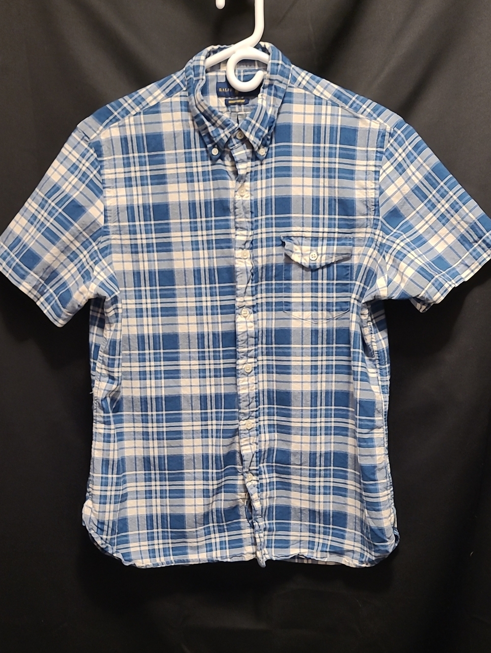 Polo Ralph Lauren Men's L Plaid 100% Cotton Button Down Shirt Blue
